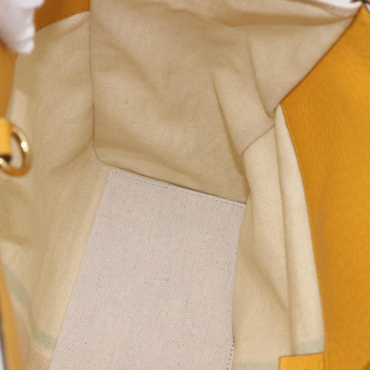 Gucci Foldable Web Tote Canvas With Leather Beige Canvas Tote Bag Bag (Pre-Owned)