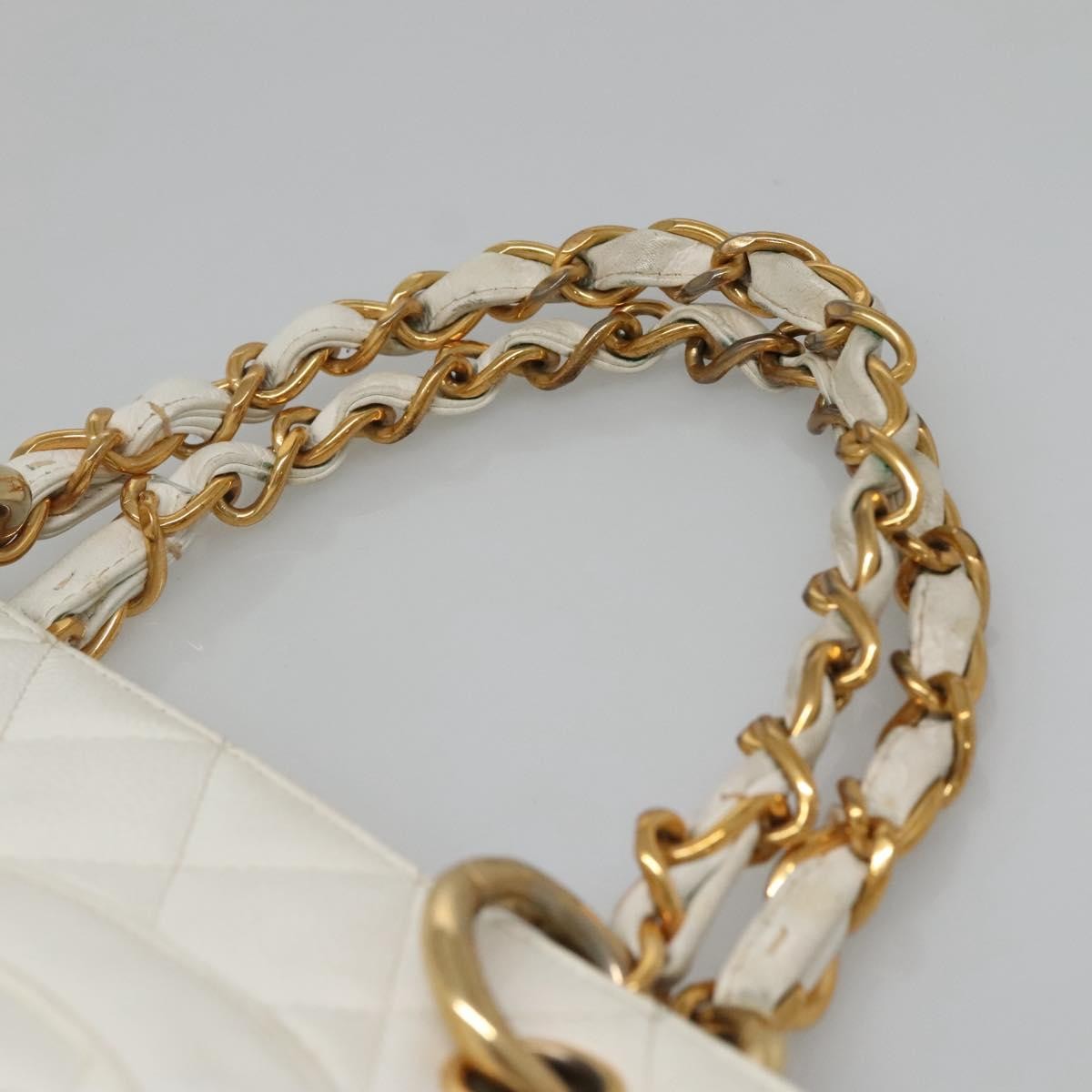 Chanel Vintage Grand Shopping Tote Quilted Caviar White Leather Bag (Pre-Owned)