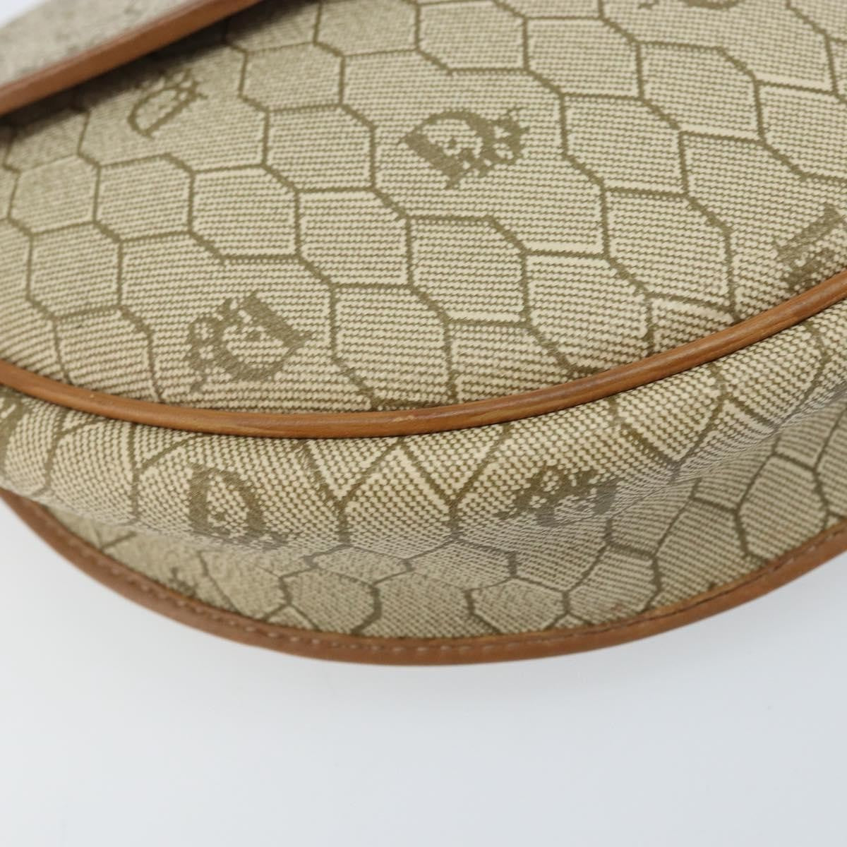 Christian Dior Vintage Honeycomb Shoulder Bag Canvas And Leather Beige Canvas Shoulder Bag Bag (Pre-Owned)