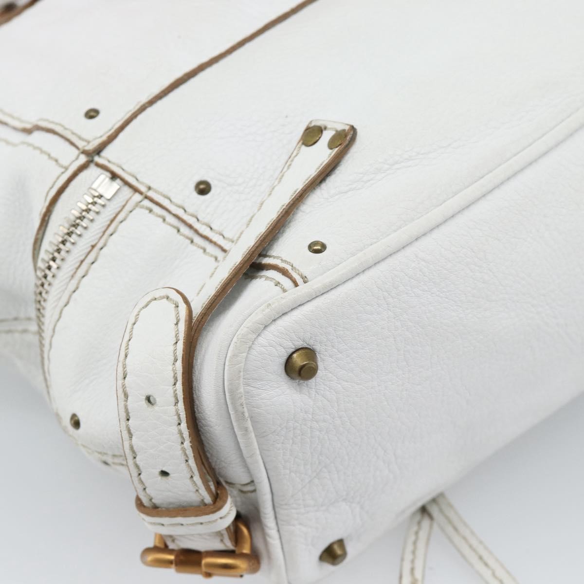 Chloe Paddington Lock Tote Leather White_Gold Leather Tote Bag Bag (Pre-Owned)