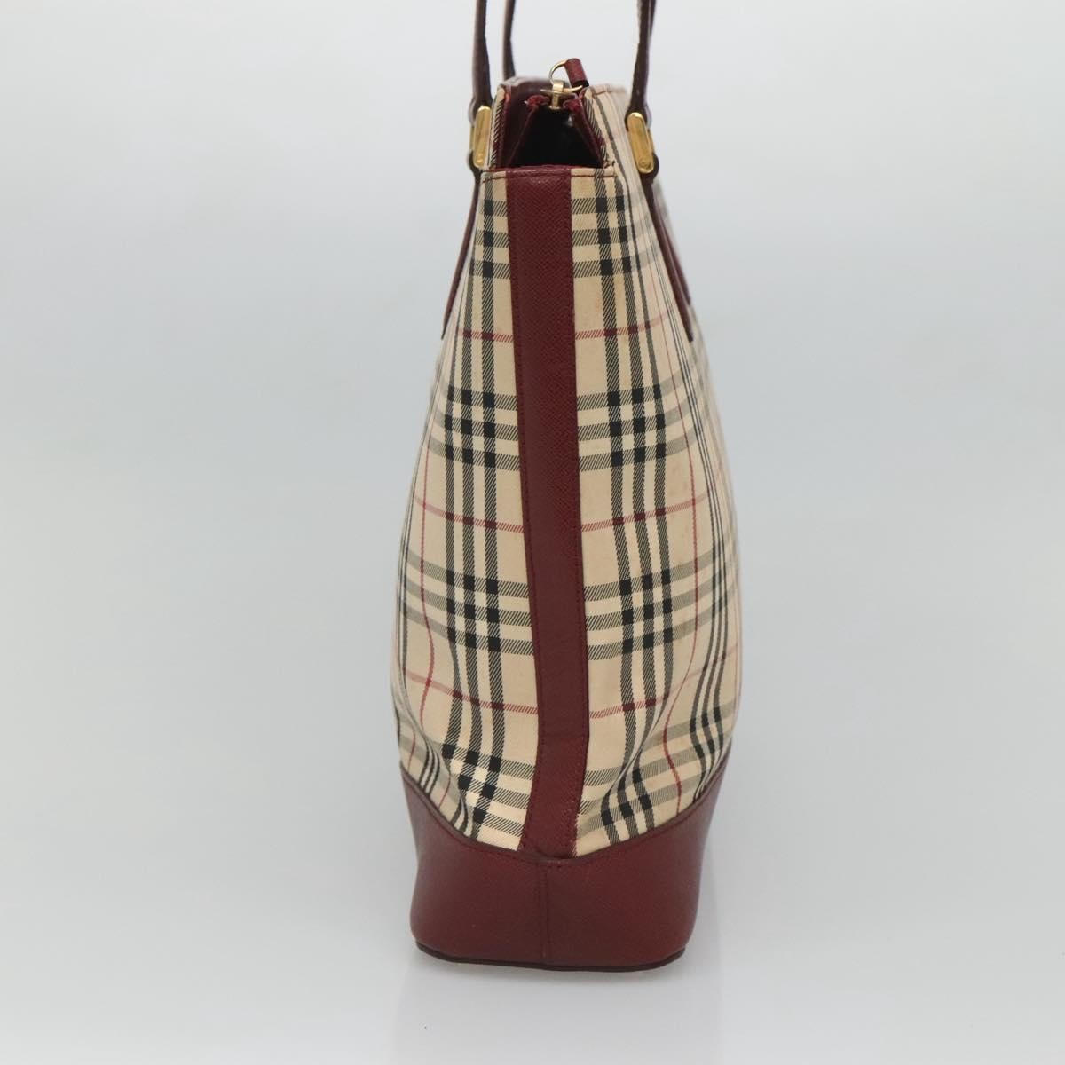 Burberry Nova Check Tote Canvas And Leather Beige Canvas Tote Bag Bag (Pre-Owned)