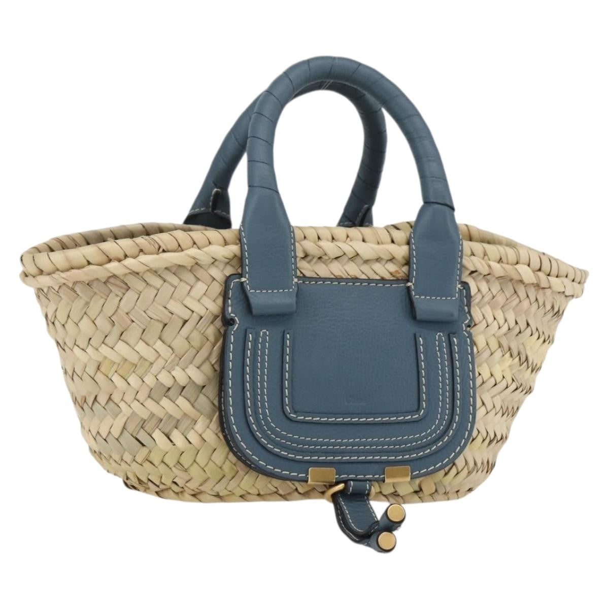 Chloe Marcie Basket Bag Raffia Beige Wicker Tote Bag Bag (Pre-Owned)
