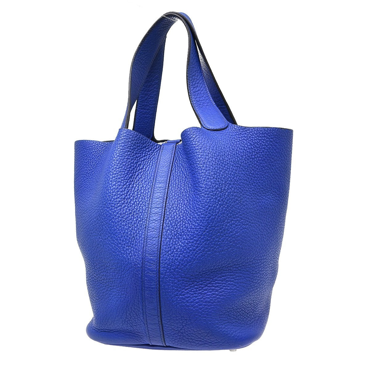 Hermes Picotin Lock Bag Clemence Blue Leather Handbag (Pre-Owned)