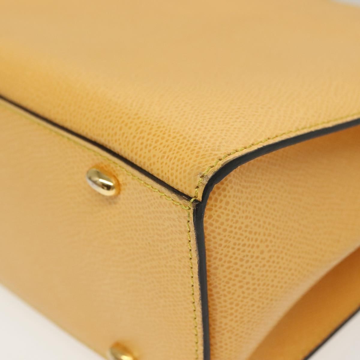 Celine Vintage Convertible Turnlock Top Handle Bag Leather Yellow Leather Bag (Pre-Owned)