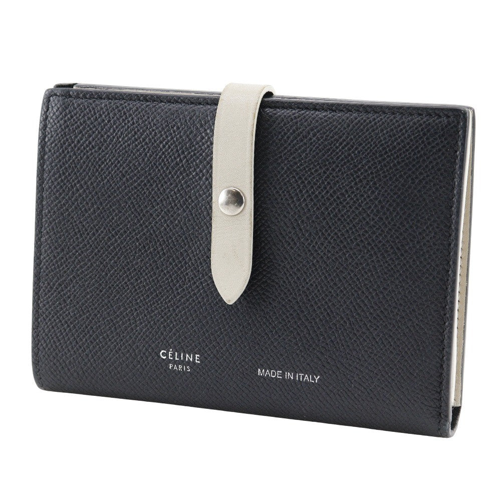 Celine Multifunction Strap Wallet Leather Black Calfskin Wallets Accessory (Pre-Owned)