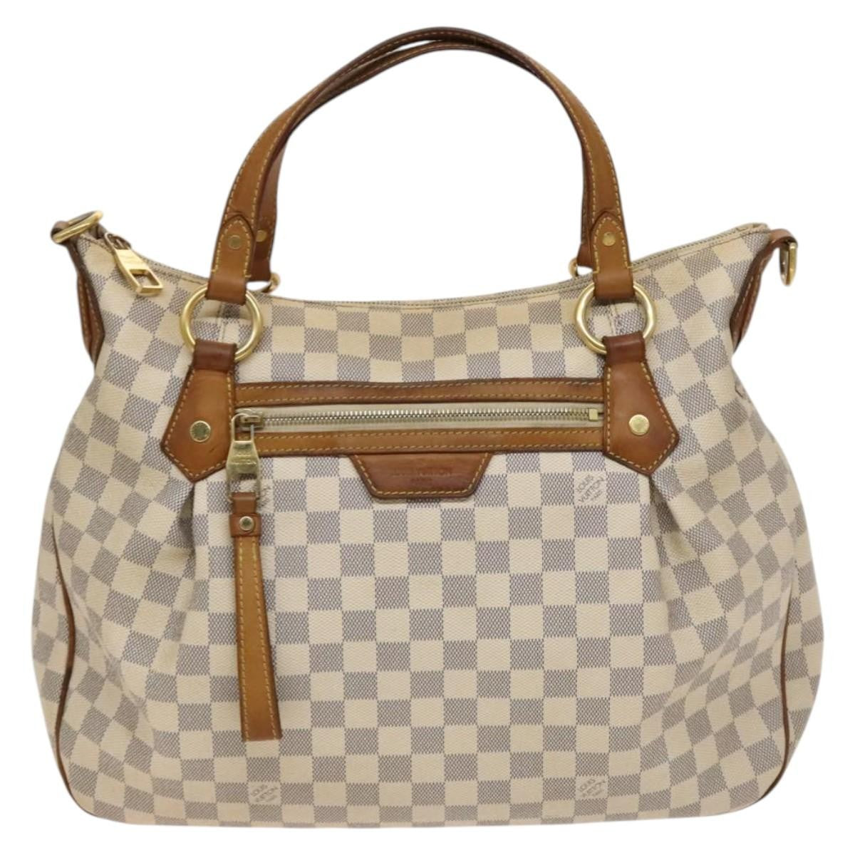 Louis Vuitton Evora Handbag Damier White Canvas Bag (Pre-Owned)