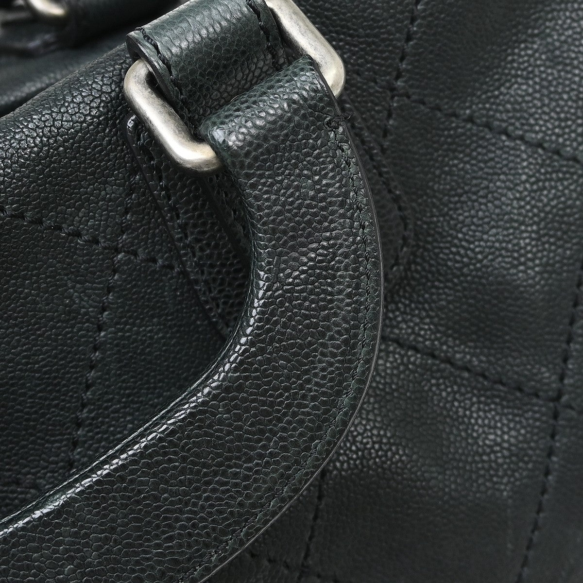 Chanel Outdoor Ligne Doctor Bag Quilted Caviar Black Leather Handbag (Pre-Owned)