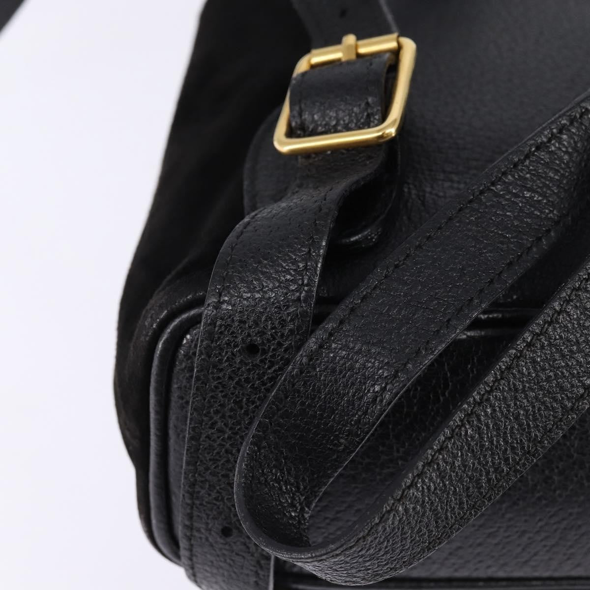 Gucci Vintage Bamboo Backpack Suede Black Suede Backpack Bag (Pre-Owned)