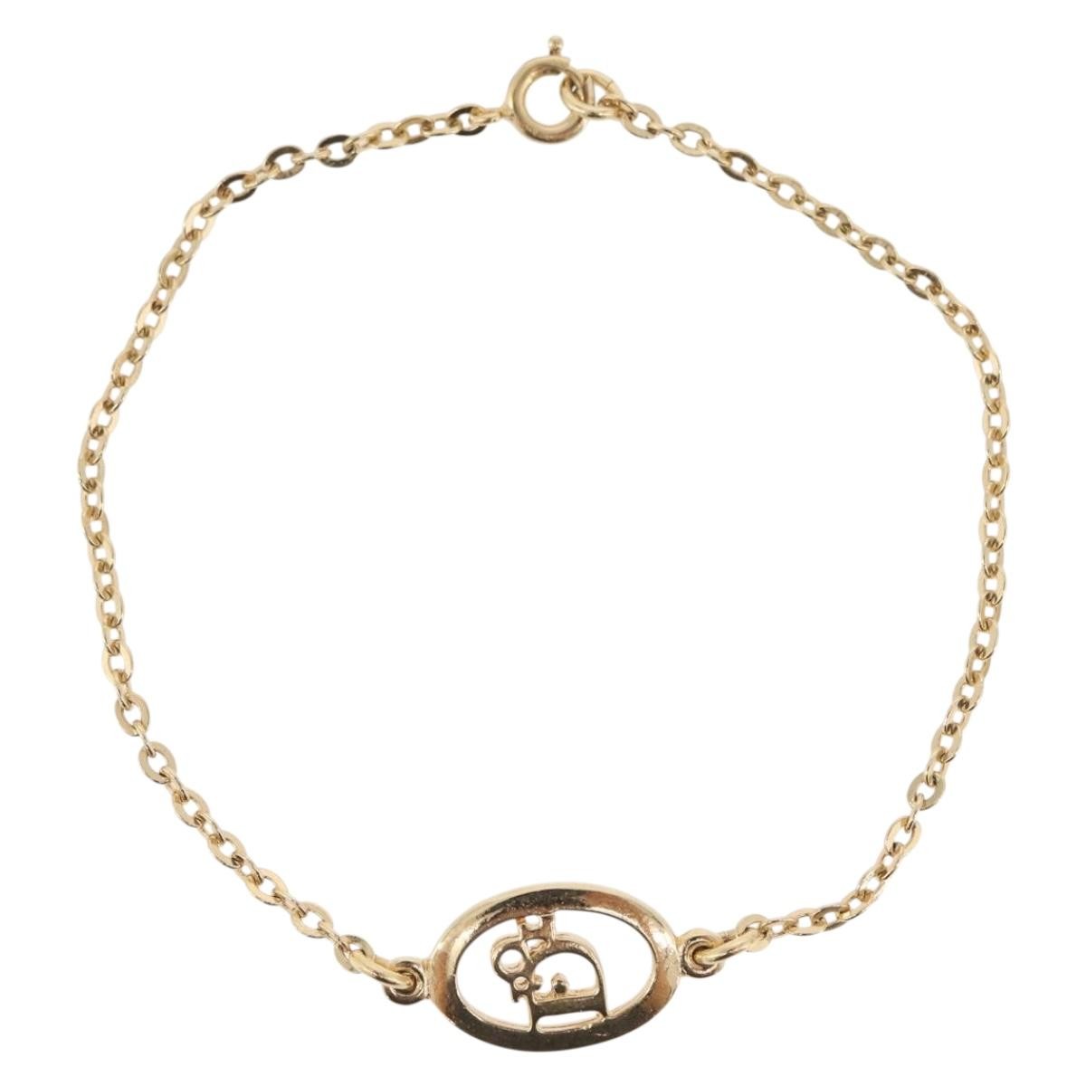 Christian Dior Vintage Logo Bracelet Metal Gold Metal Bracelet Jewelry (Pre-Owned)