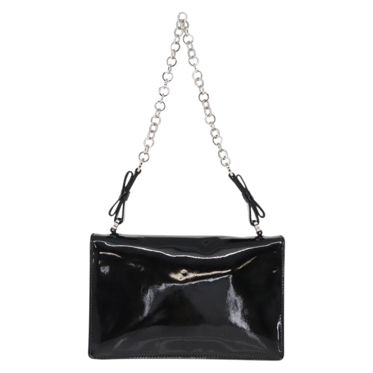 Salvatore Ferragamo Gancini Chain Shoulder Bag Patent Leather Black Patent_Leather Shoulder Bag Bag (Pre-Owned)
