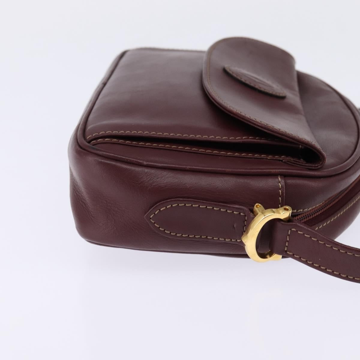 Cartier Must De Cartier Shoulder Bag Leather Burgundy Leather Shoulder Bag Bag (Pre-Owned)