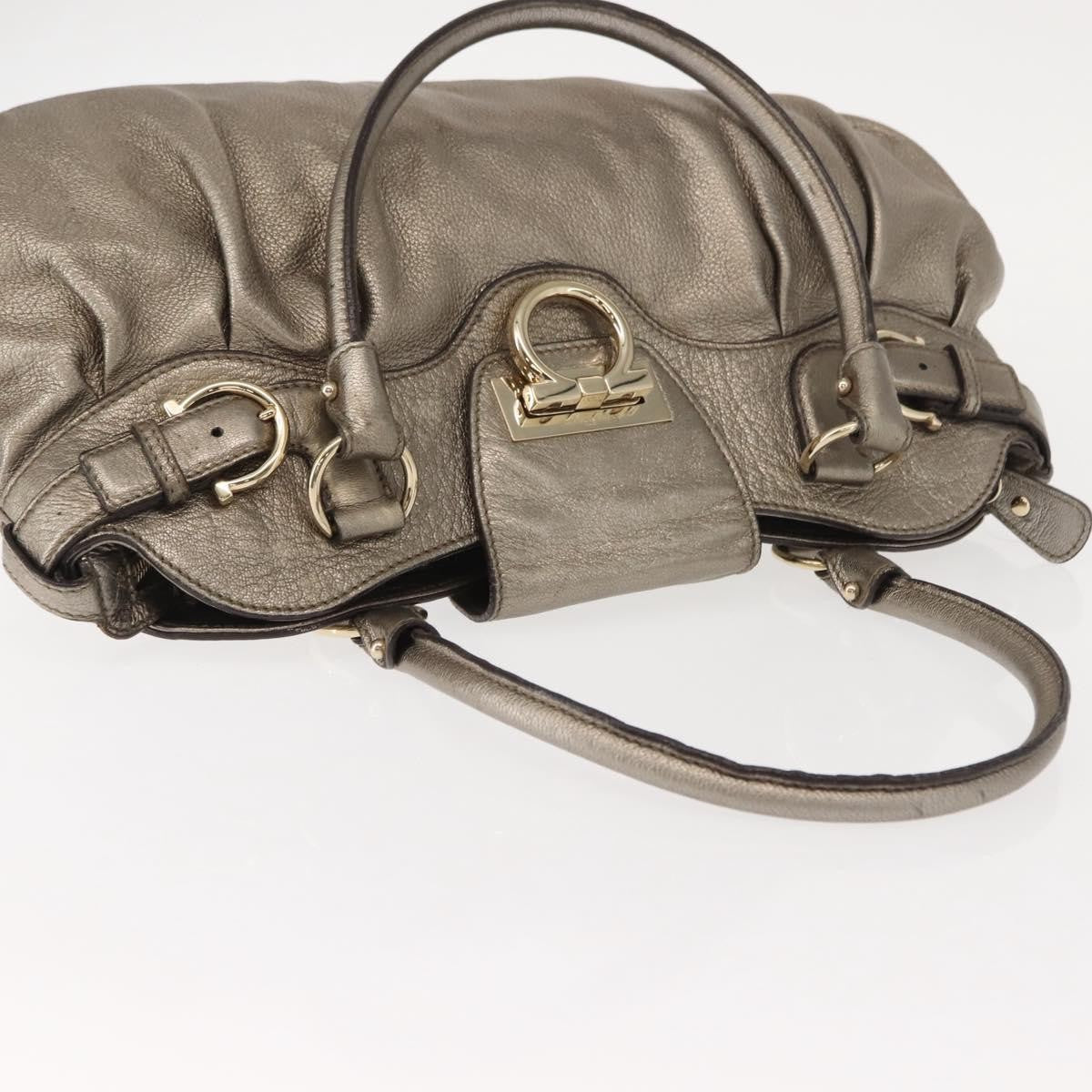 Salvatore Ferragamo Gancini Tote Leather Gold Leather Tote Bag Bag (Pre-Owned)