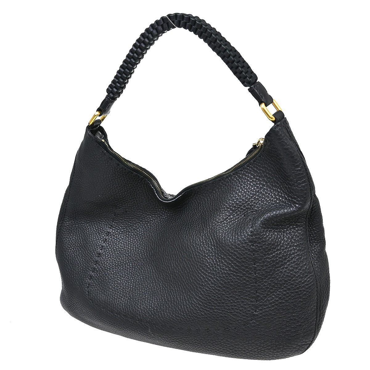 Fendi Selleria Hobo Leather Black Leather Handbag (Pre-Owned)