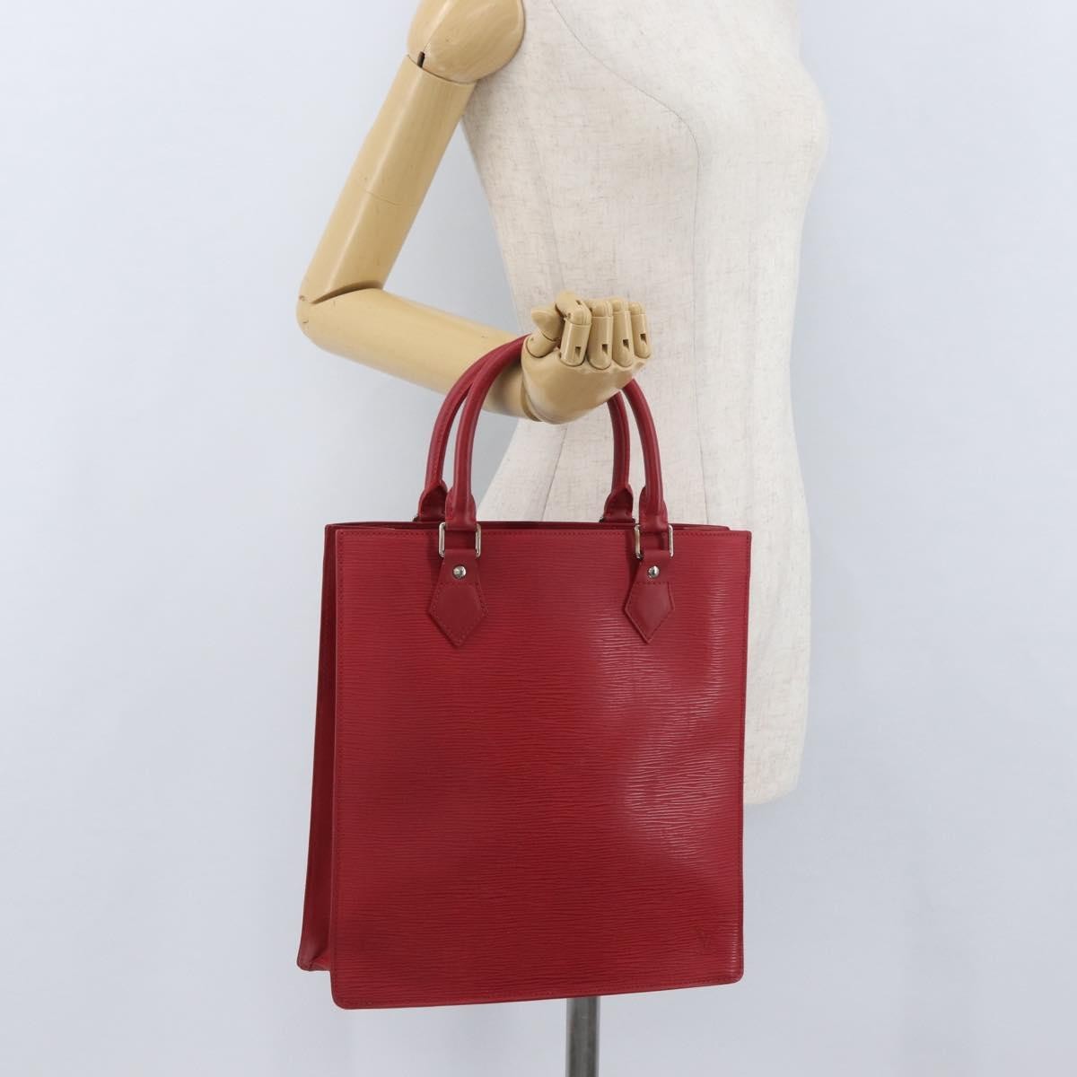 Louis Vuitton Sac Plat Bag Epi Leather Red Leather Tote Bag Bag (Pre-Owned)