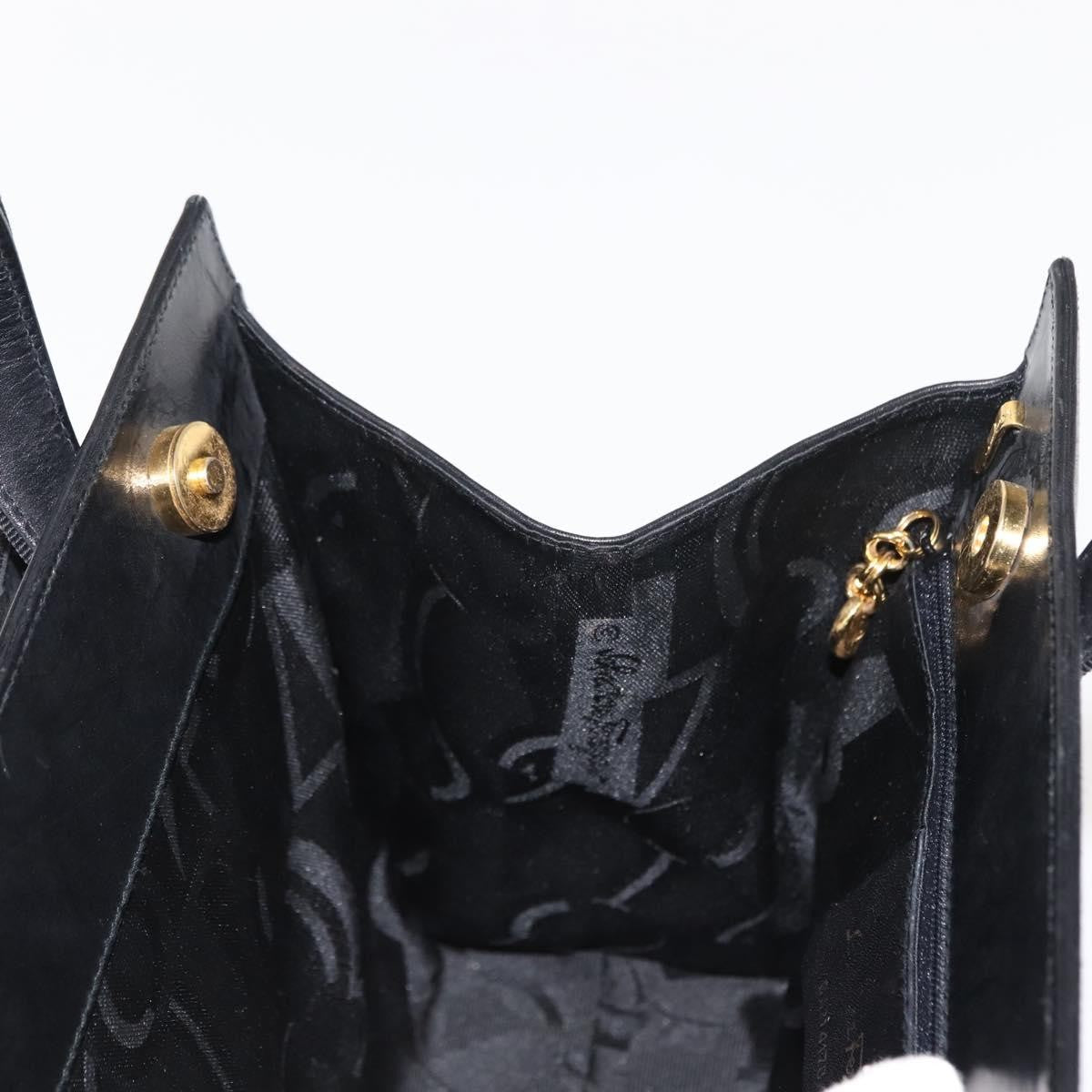 Salvatore Ferragamo Vala Handbag Leather Black Leather Handbag (Pre-Owned)