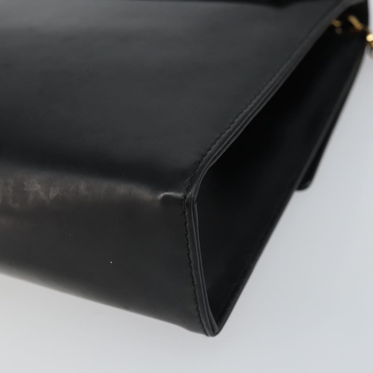 Salvatore Ferragamo Gancini Chain Shoulder Bag Leather Black Leather Shoulder Bag Bag (Pre-Owned)