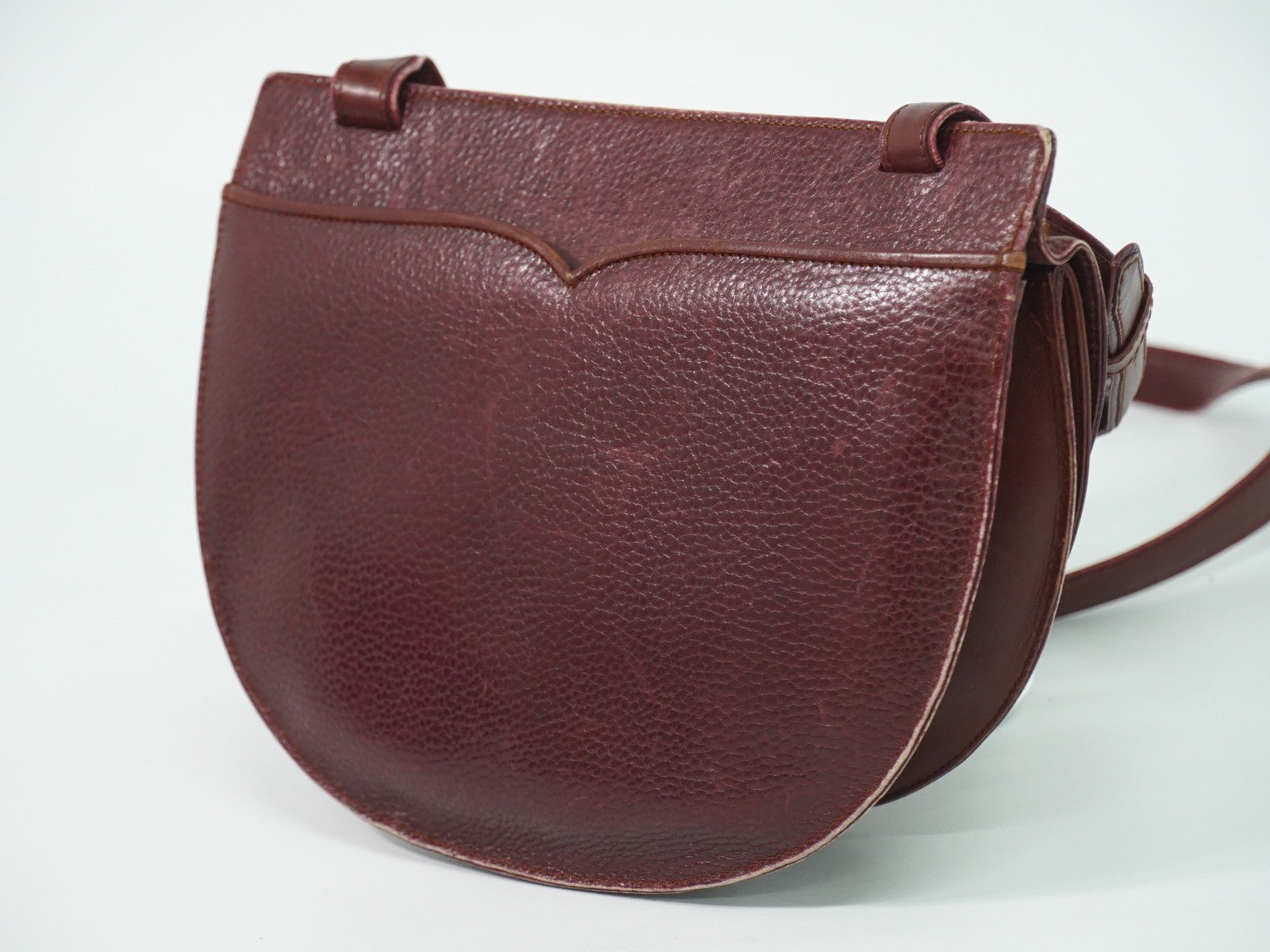 Cartier Must De Cartier Shoulder Bag Leather Burgundy Leather Shoulder Bag Bag (Pre-Owned)