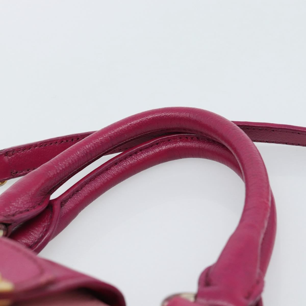 Miu Miu Madras Convertible Lock Tote Leather Pink Leather Handbag (Pre-Owned)
