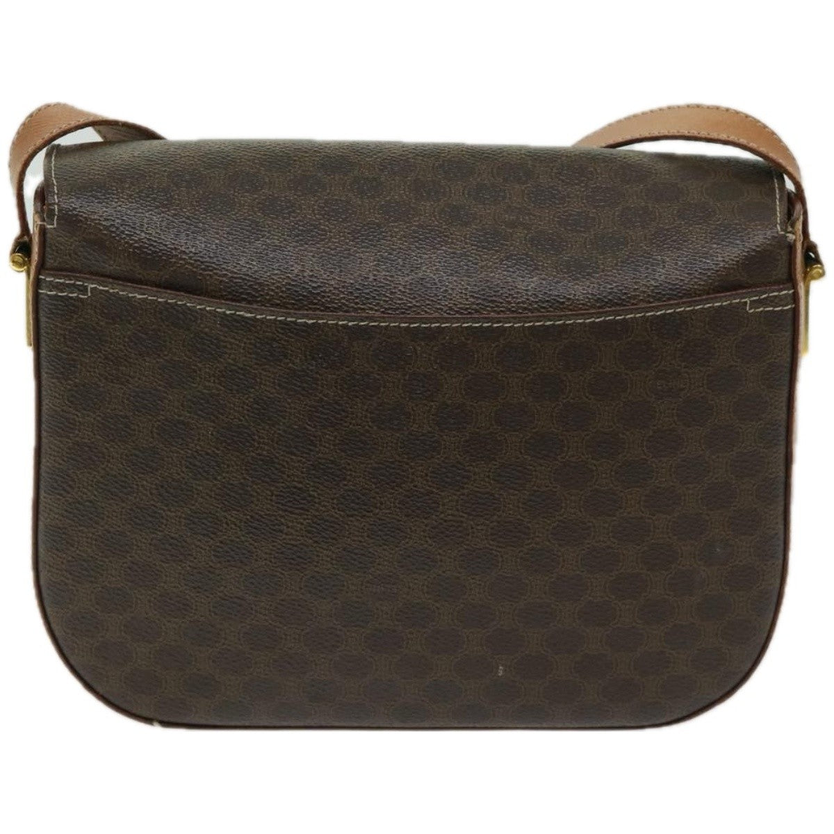 Celine Vintage Macadam Shoulder Bag Canvas And Leather Brown Canvas Shoulder Bag Bag (Pre-Owned)