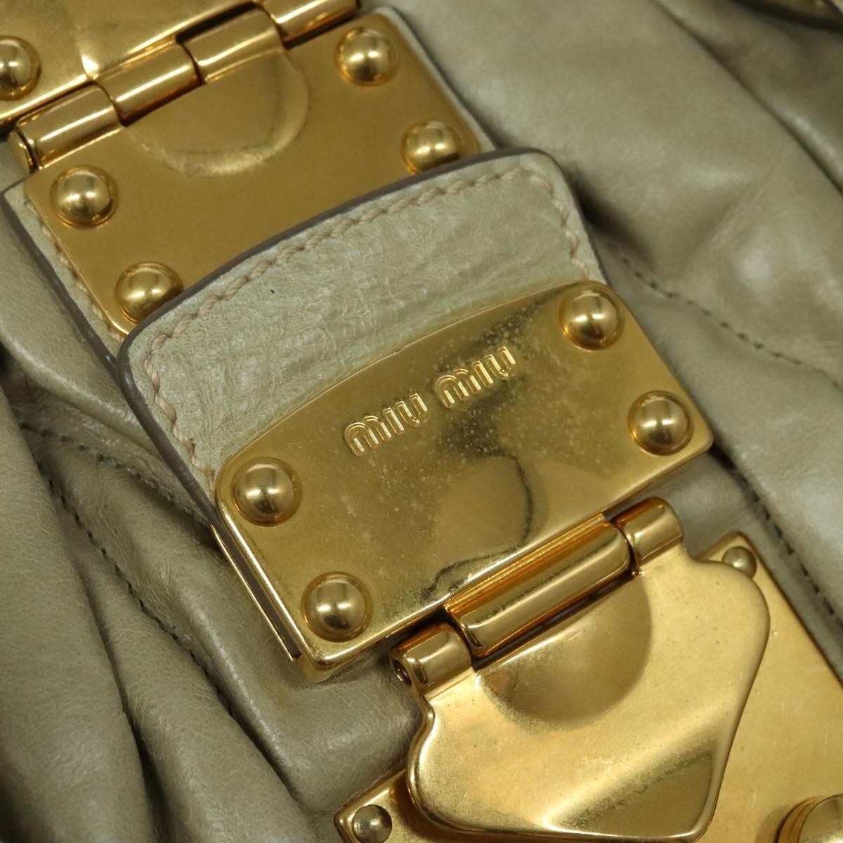 Miu Miu Coffer Convertible Satchel Leather Beige Leather Handbag (Pre-Owned)