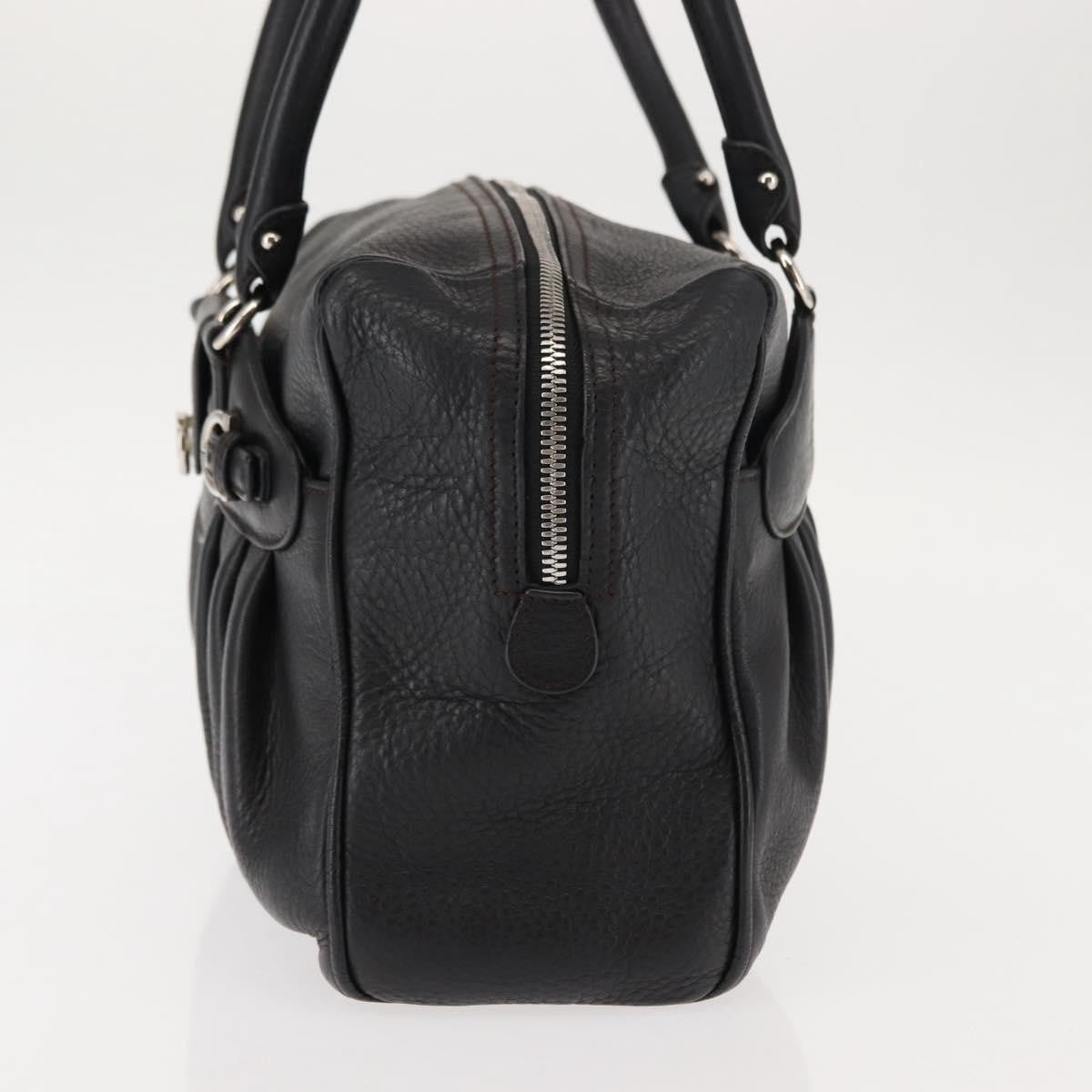 Salvatore Ferragamo Gancini Buckle Shoulder Bag Leather Black Leather Shoulder Bag Bag (Pre-Owned)