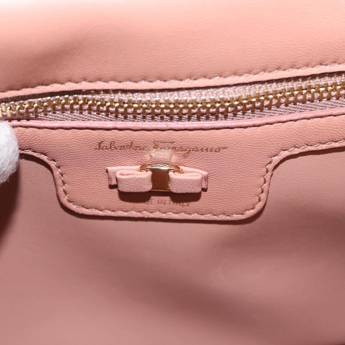 Salvatore Ferragamo Vara Soft Flap Bag Quilted Leather Pink Leather Shoulder Bag Bag (Pre-Owned)
