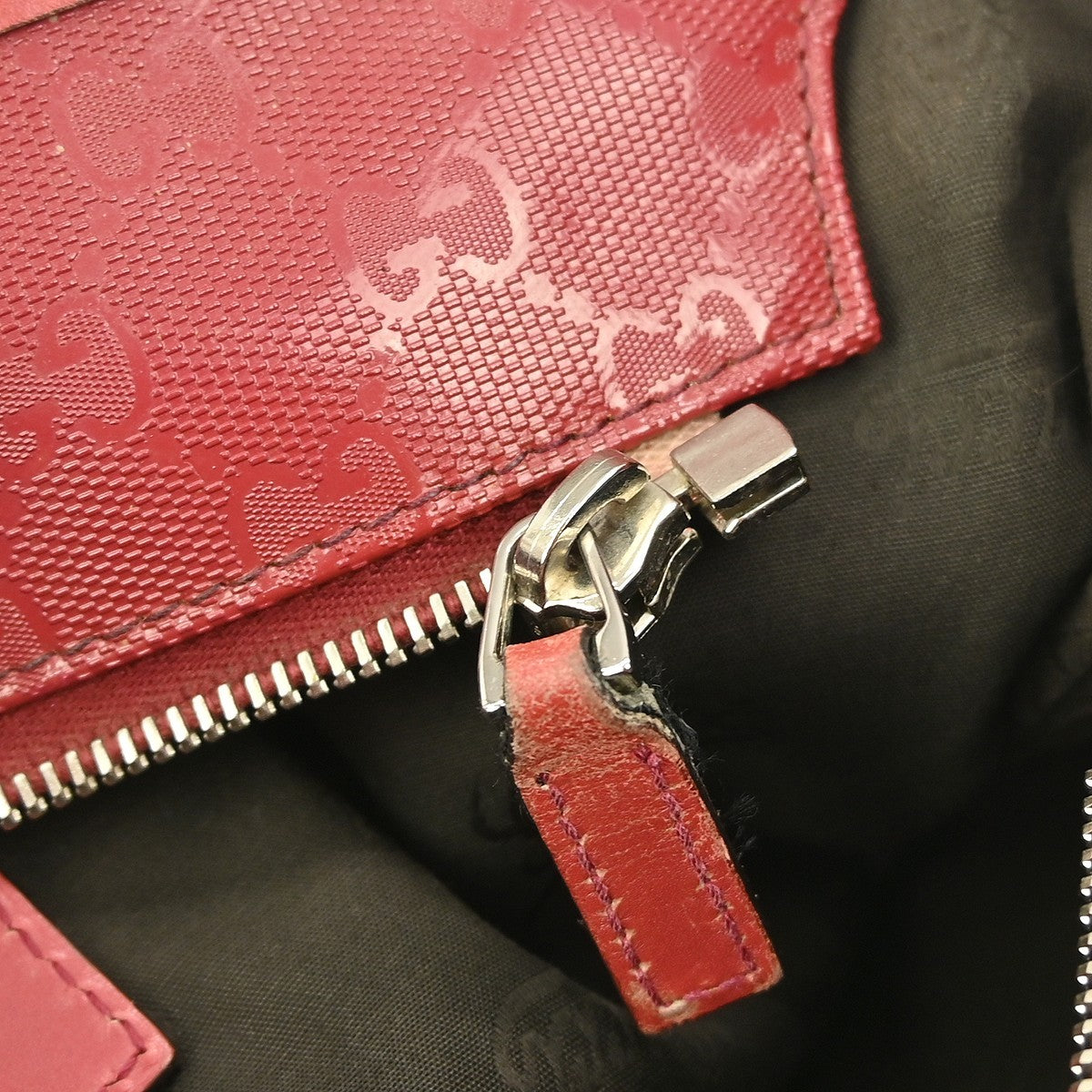 Gucci Plus Tote Gg Imprime Red Leather Tote Bag Bag (Pre-Owned)