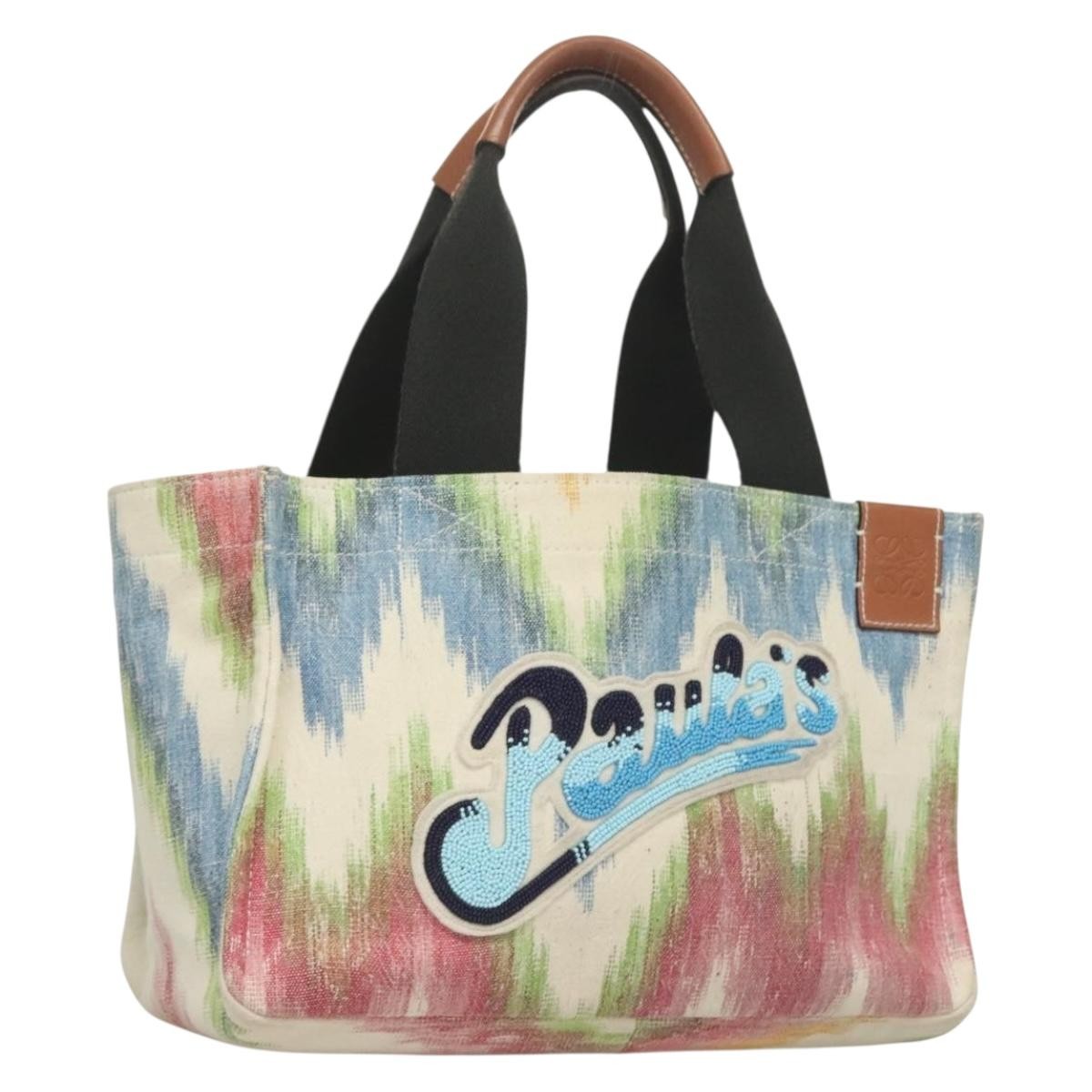 Loewe Paula's Ibiza Tote Embellished Printed Canvas Multicolour Canvas Bag (Pre-Owned)
