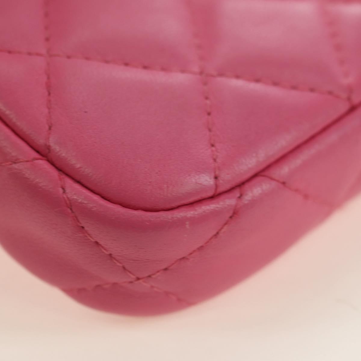 Chanel Double Zip Clutch With Chain Quilted Lambskin Pink Leather Shoulder Bag Bag (Pre-Owned)