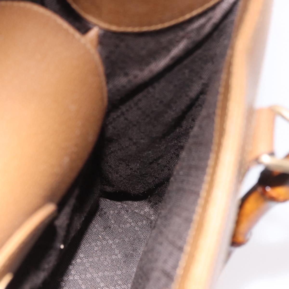 Gucci Bamboo Handle Tote Leather Brown Leather Handbag (Pre-Owned)