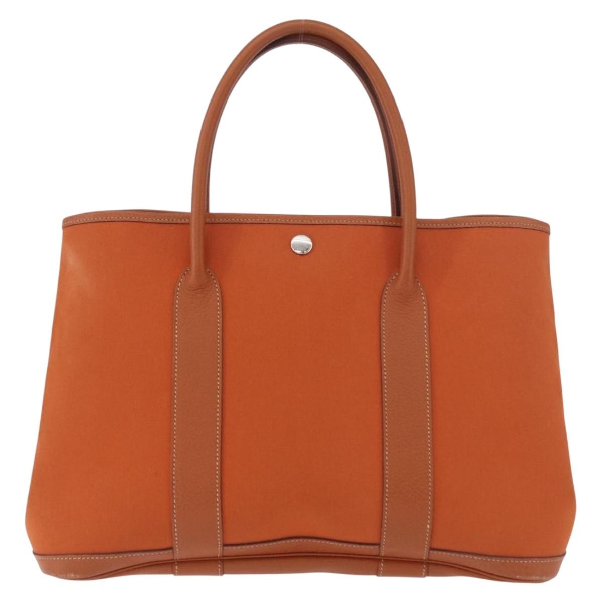 Hermes Garden Party Tote Toile And Leather Orange Canvas Tote Bag Bag (Pre-Owned)