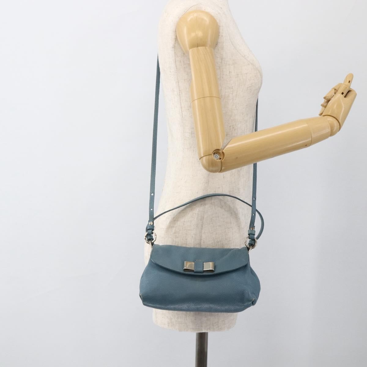Chloe Lily Handbag Leather Blue Leather Handbag (Pre-Owned)