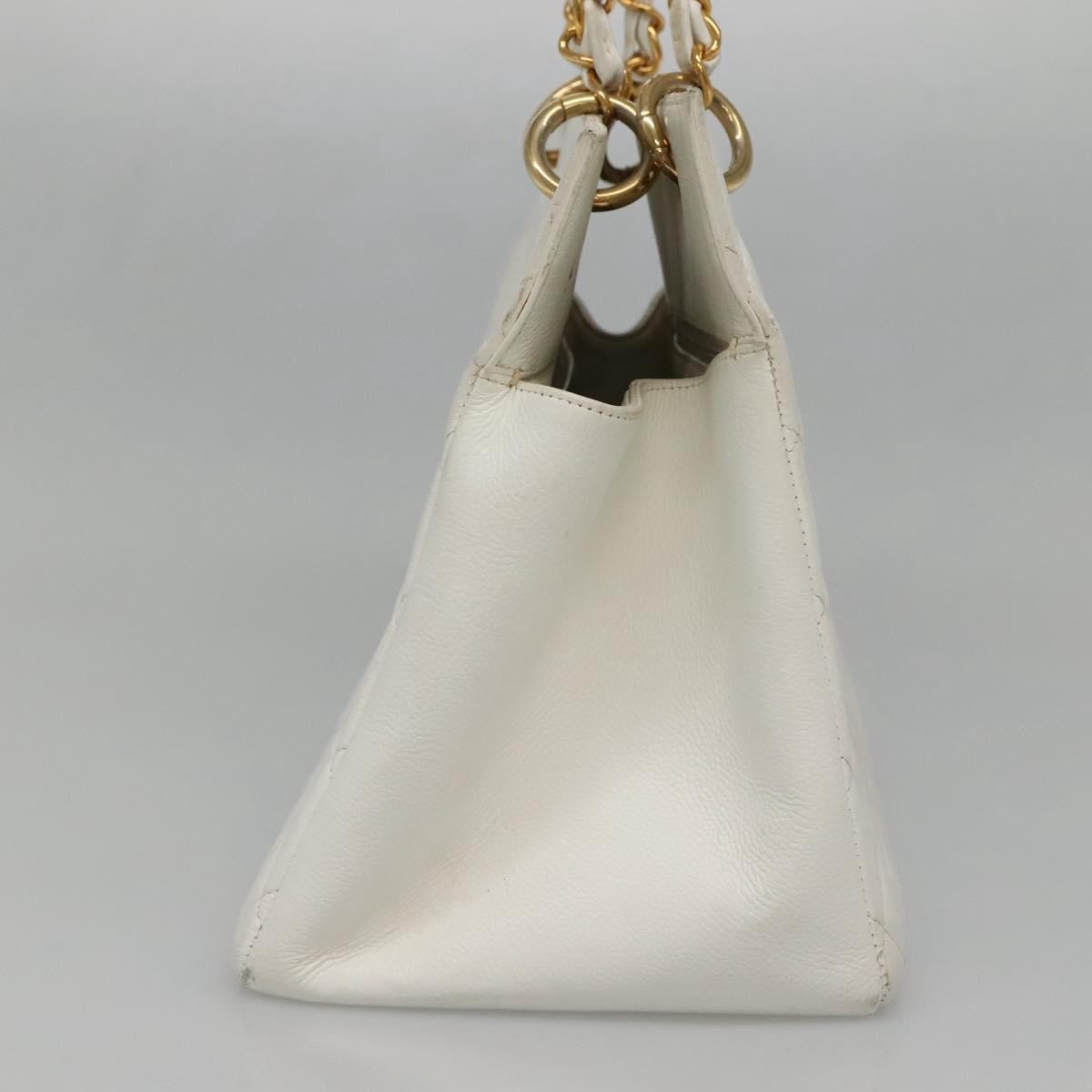 Chanel Vintage Grand Shopping Tote Quilted Caviar White Leather Bag (Pre-Owned)