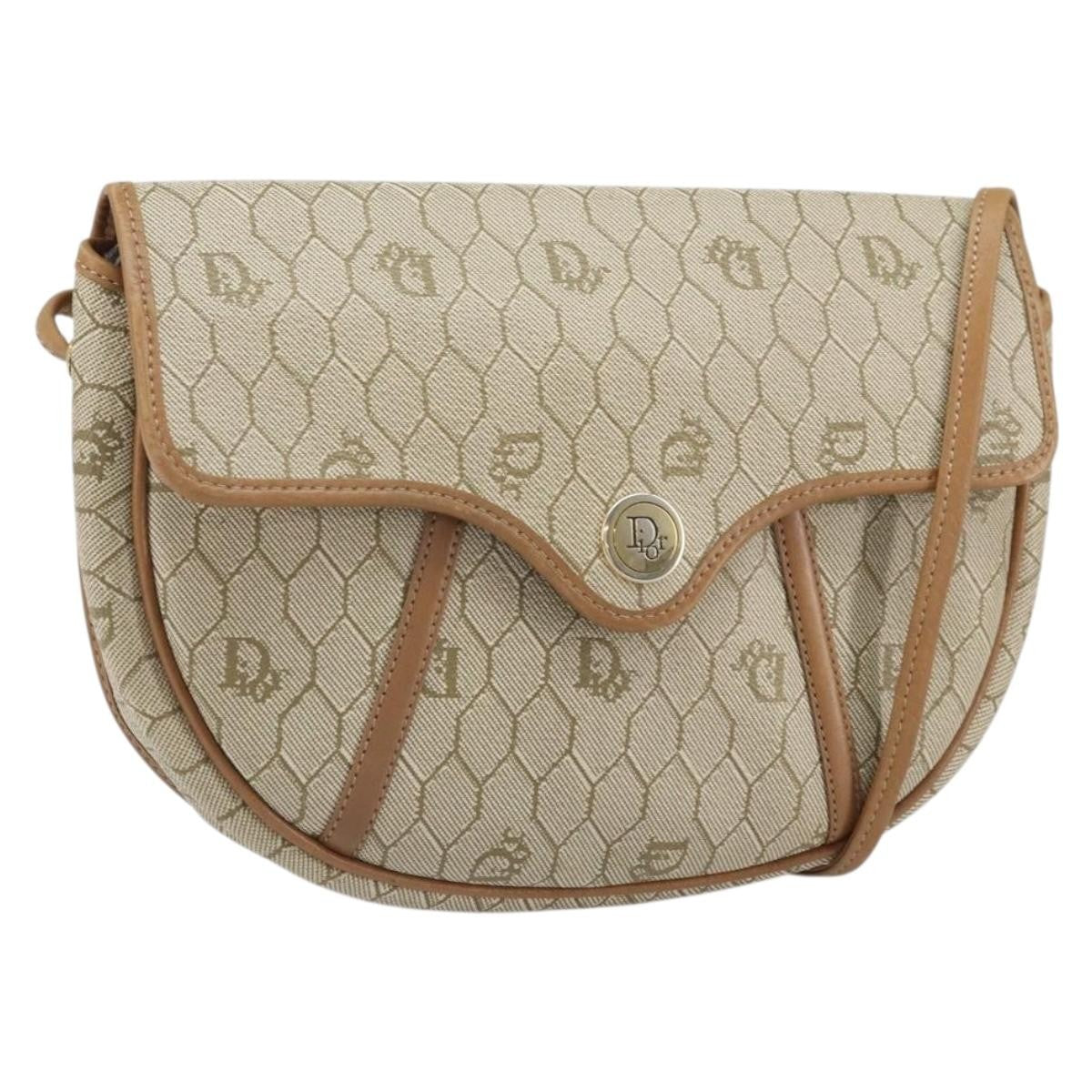 Christian Dior Vintage Honeycomb Shoulder Bag Canvas Beige Canvas Shoulder Bag Bag (Pre-Owned)