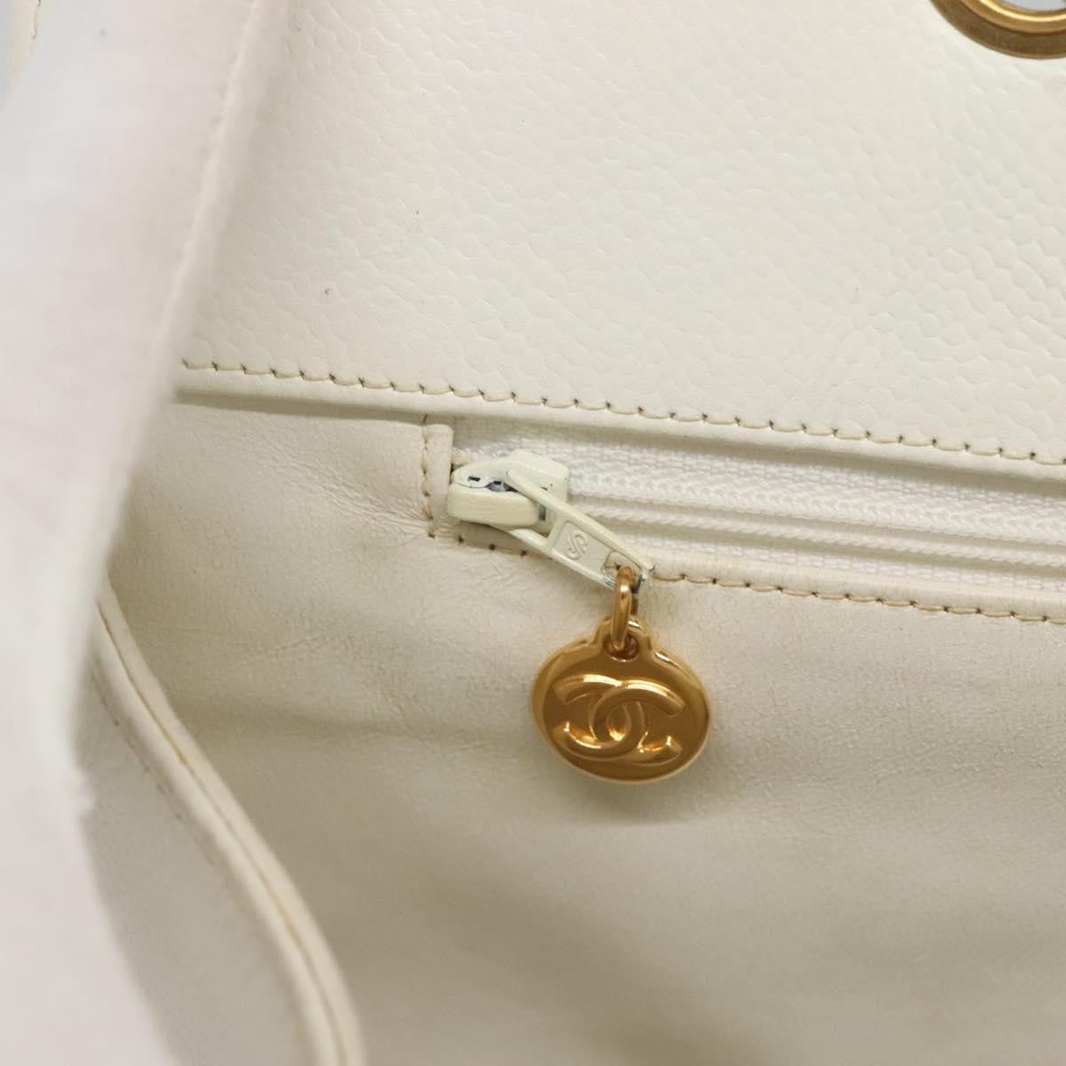 Chanel Vintage Grand Shopping Tote Quilted Caviar White Leather Bag (Pre-Owned)