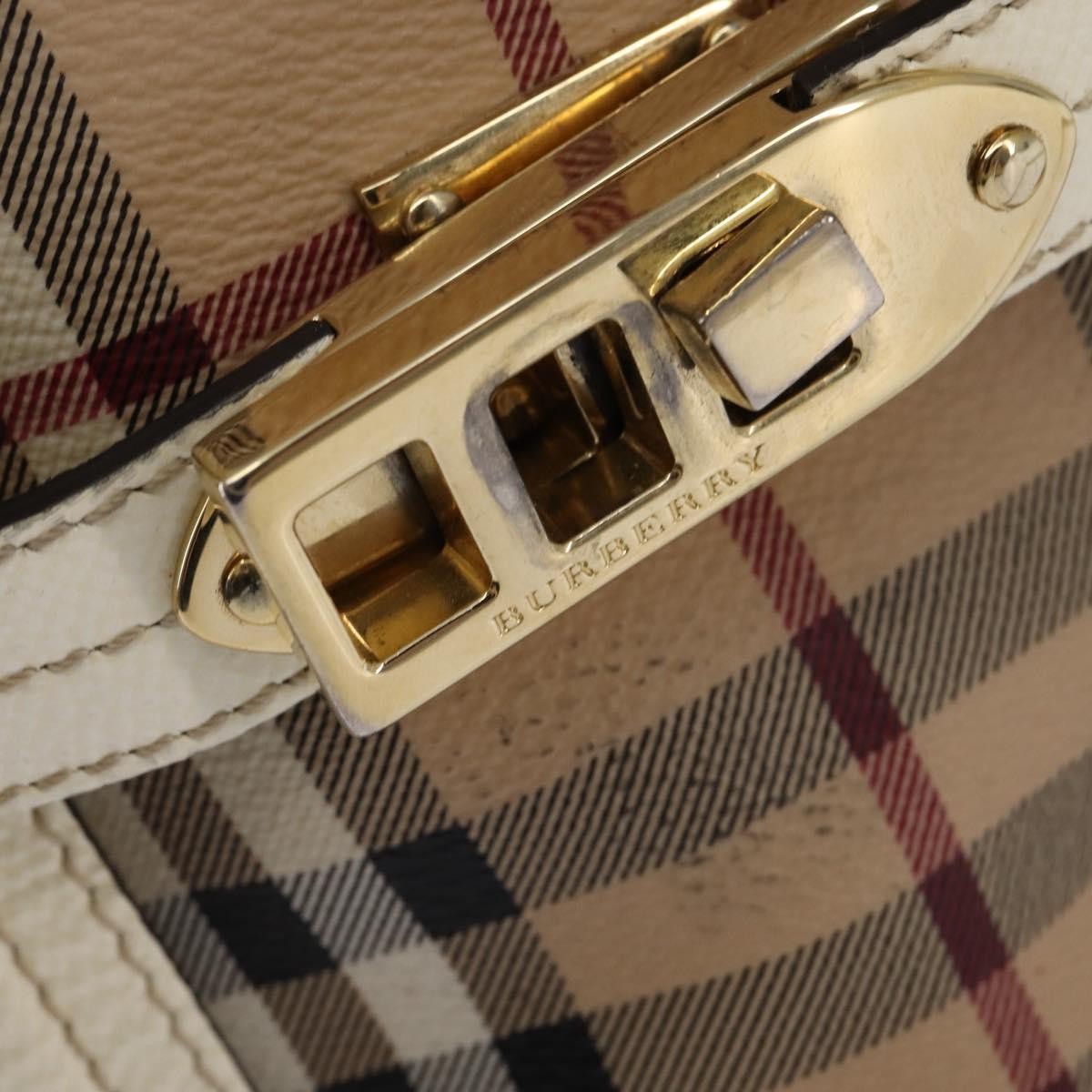 Burberry Minford Satchel Haymarket Coated Canvas Beige Canvas Tote Bag Bag (Pre-Owned)