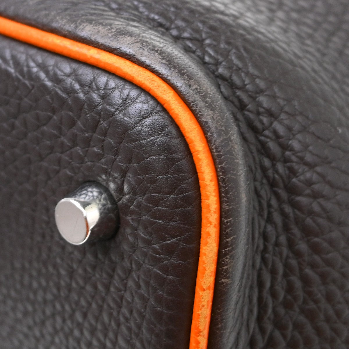 Hermes Picotin Bag Clemence Brown Leather Handbag (Pre-Owned)
