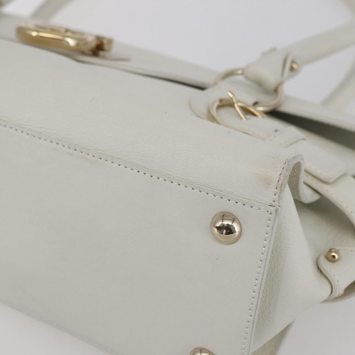 Salvatore Ferragamo Gina Satchel Leather White Leather Handbag (Pre-Owned)