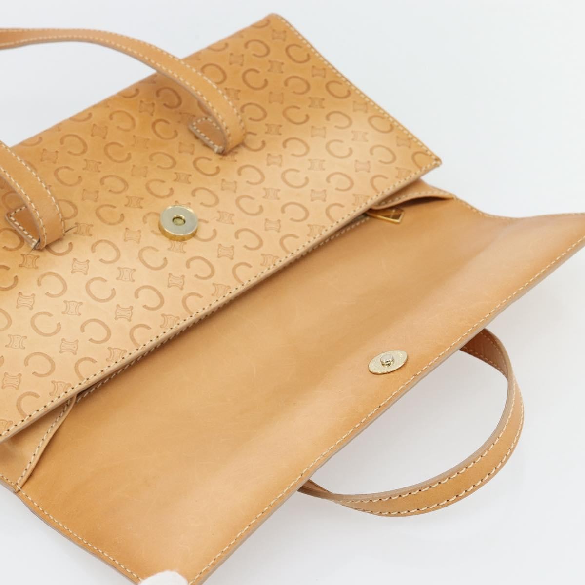 Celine C Macadam Handbag Canvas Beige Canvas Handbag (Pre-Owned)