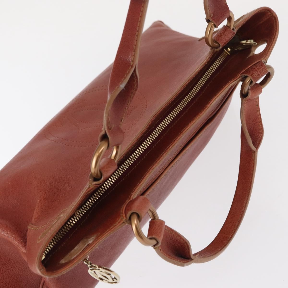 Cartier Marcello Handbag Leather Brown Leather Handbag (Pre-Owned)