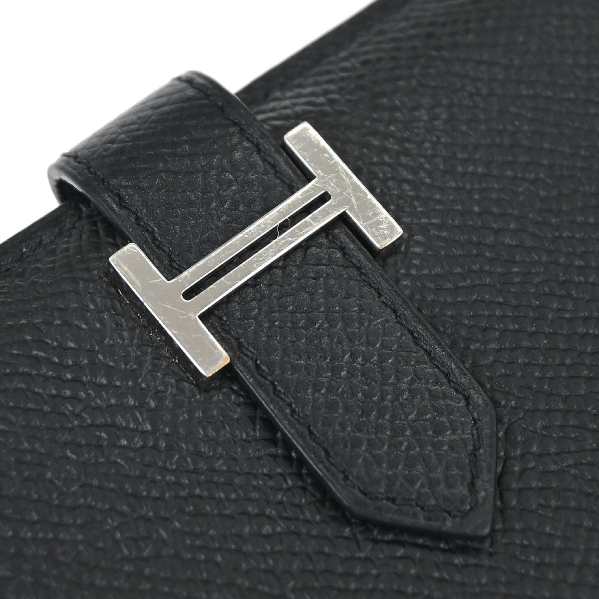 Hermes Bearn Wallet Epsom Black Leather Wallets Accessory (Pre-Owned)