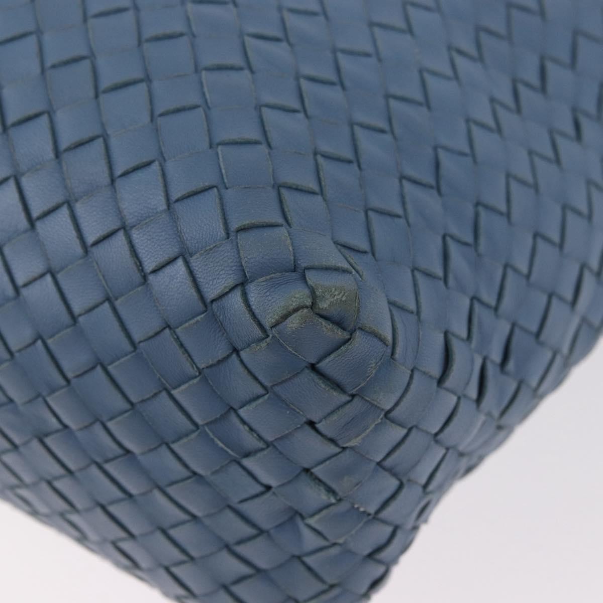 Bottega Veneta Intrecciato Tote Leather Blue Leather Tote Bag Bag (Pre-Owned)