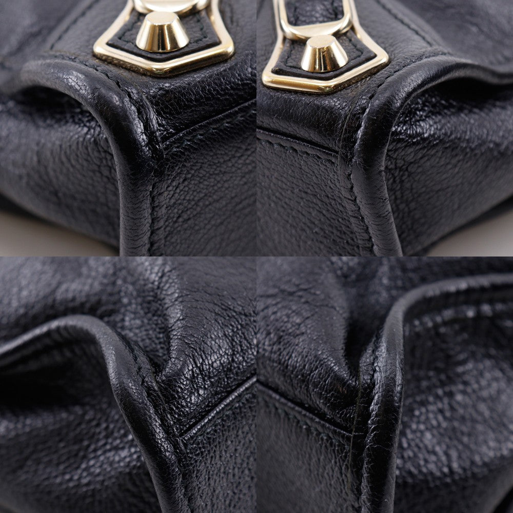 Balenciaga City Classic Metallic Edge Bag Leather Black Leather Handbag (Pre-Owned)