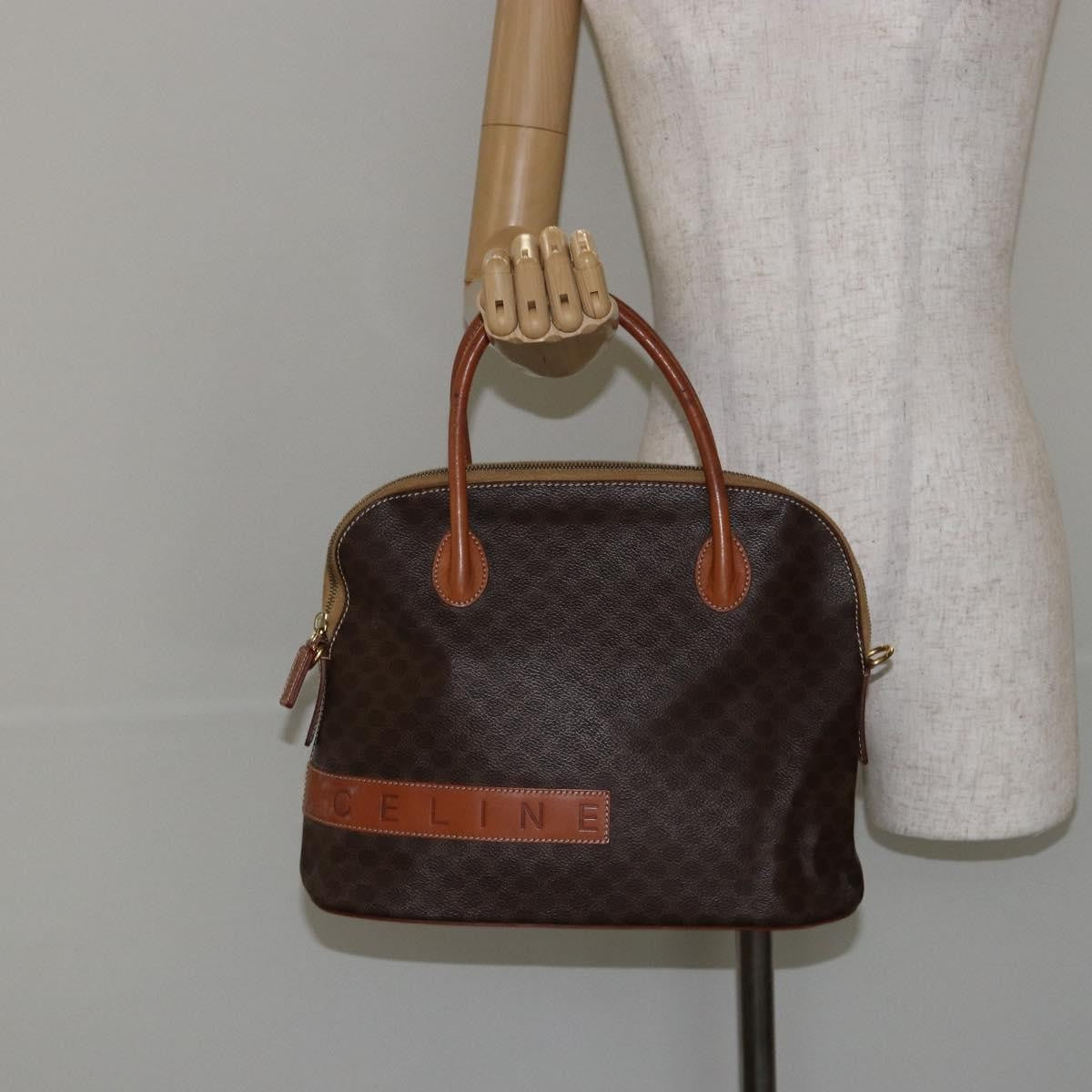 Celine Vintage Macadam Handbag Macadam Brown Canvas Bag (Pre-Owned)