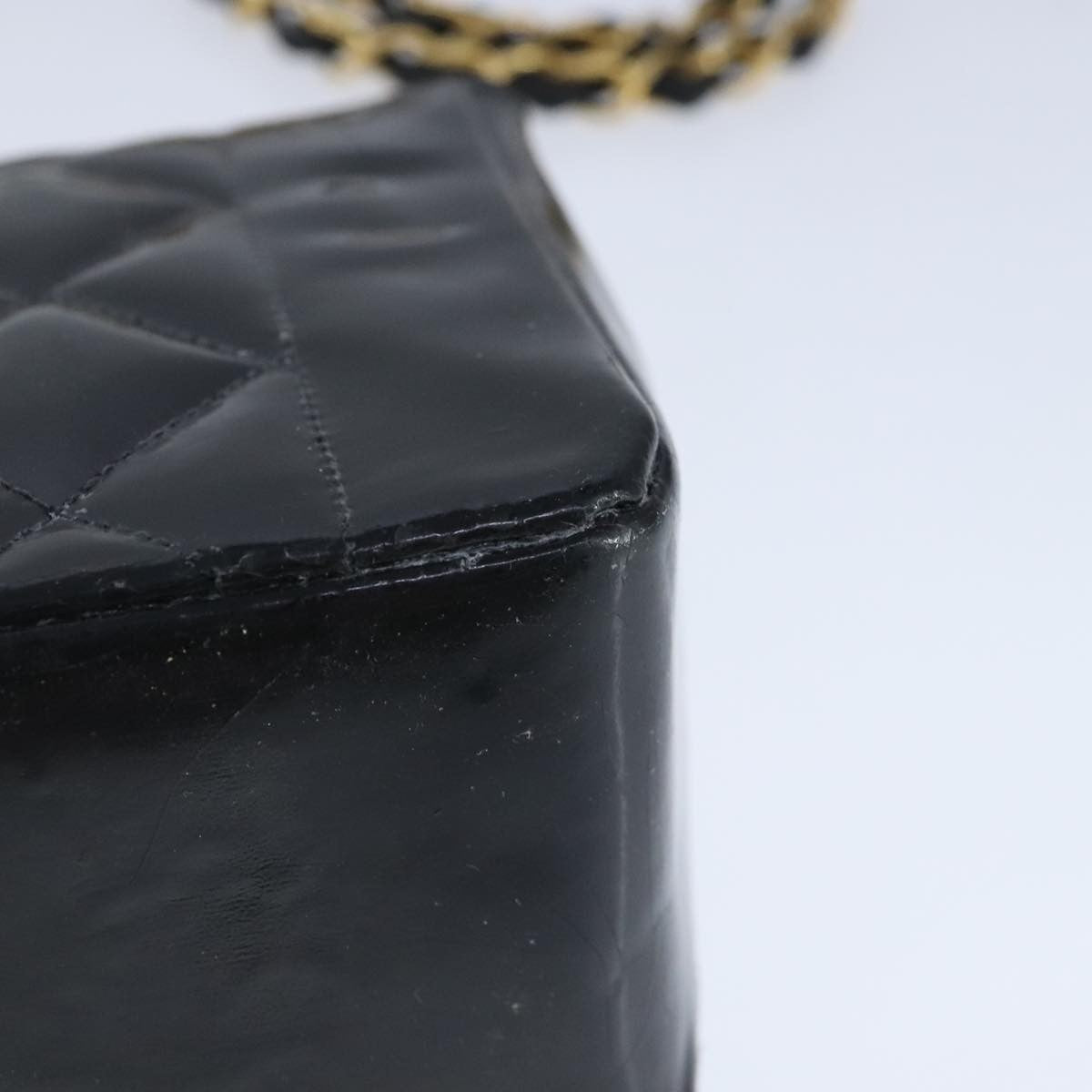 Chanel Vintage So Black Diana Flap Bag Quilted Patent Black Patent_Leather Shoulder Bag Bag (Pre-Owned)