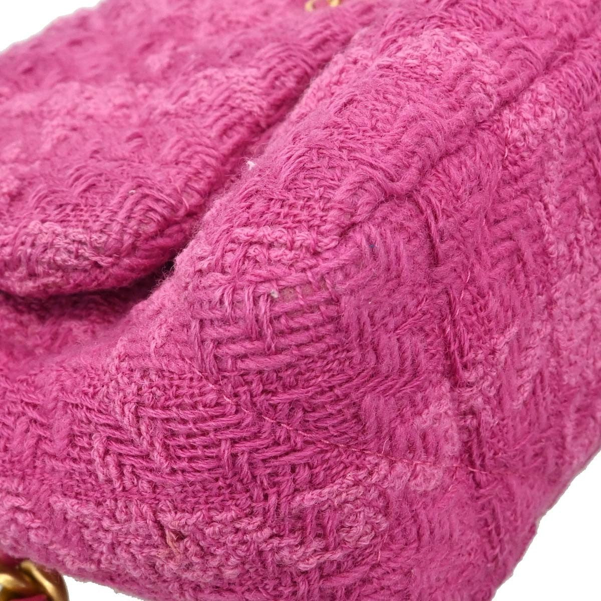 Chanel 19 Flap Bag Quilted Tweed Pink Tweed Handbag (Pre-Owned)