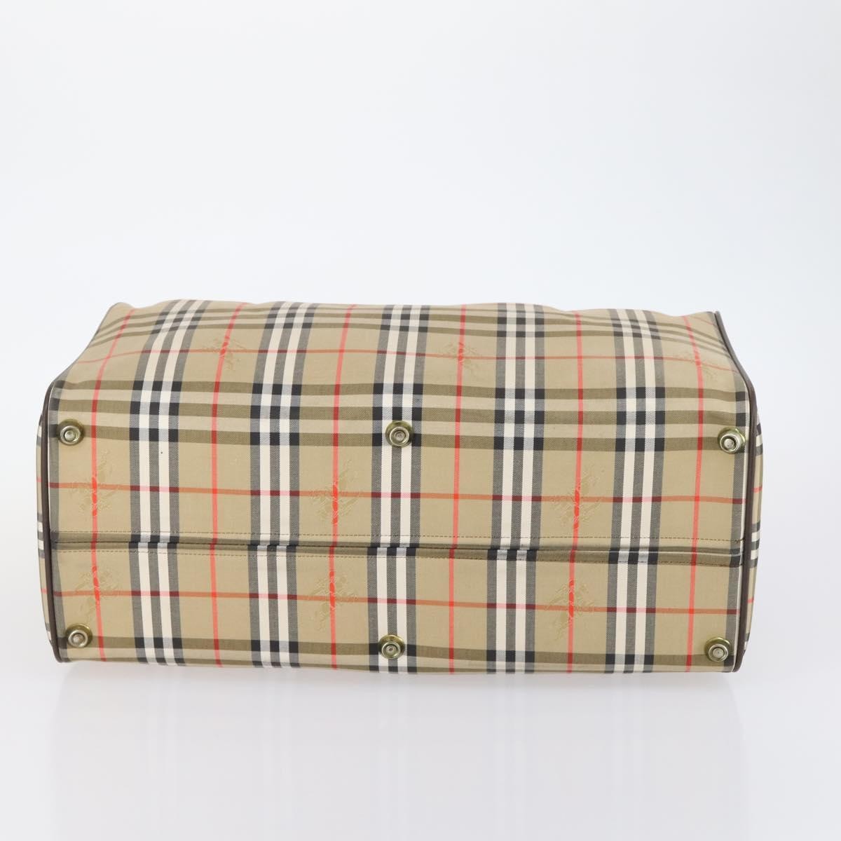 Burberry Vintage Duffle Bag Haymarket Canvas Beige Canvas Travel Bag Bag (Pre-Owned)