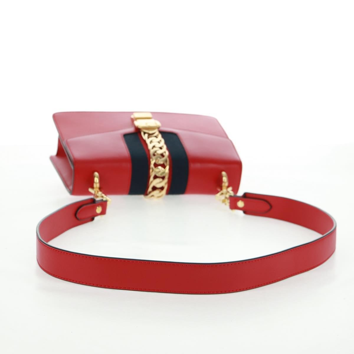Gucci Sylvie Shoulder Bag Leather Red Leather Shoulder Bag Bag (Pre-Owned)