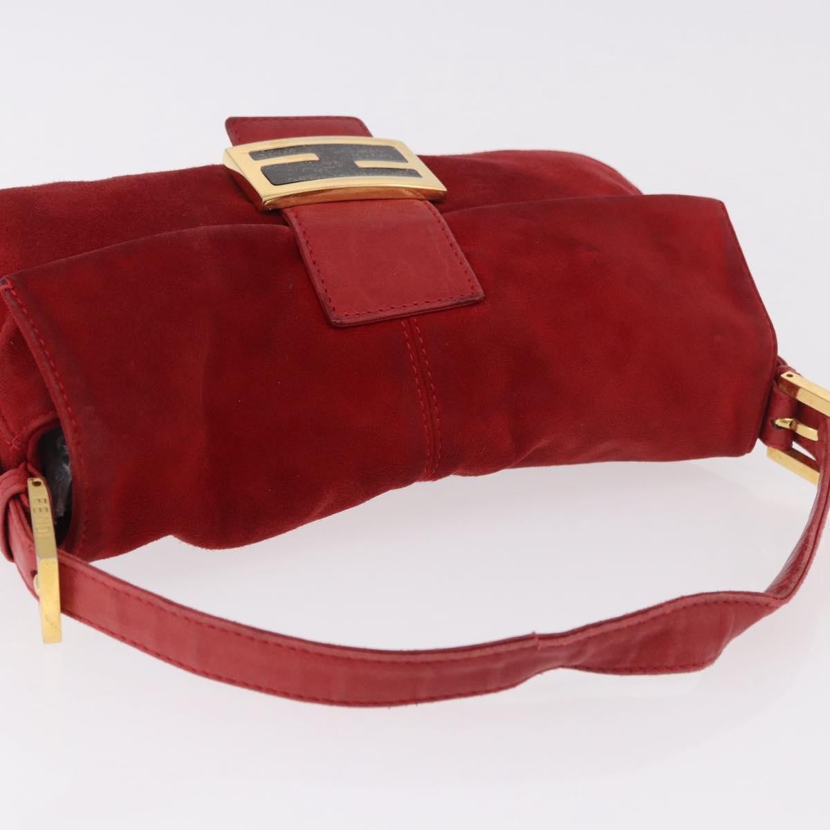 Fendi Baguette Bag Leather Red Suede Shoulder Bag Bag (Pre-Owned)