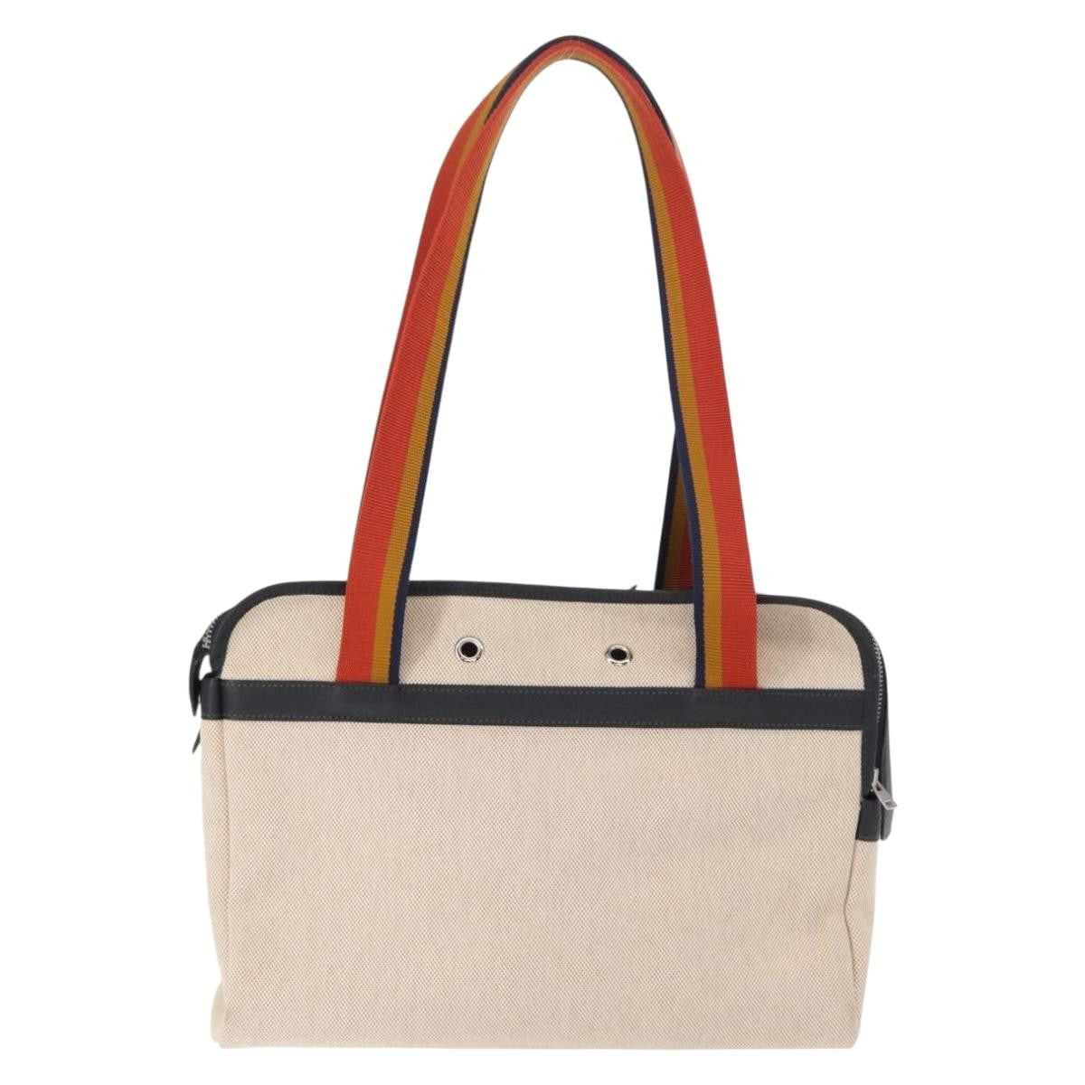 Hermes Sac De Transport Pour Chiens Pet Dog Carrier Toile With Leather Beige Canvas Shoulder Bag Bag (Pre-Owned)